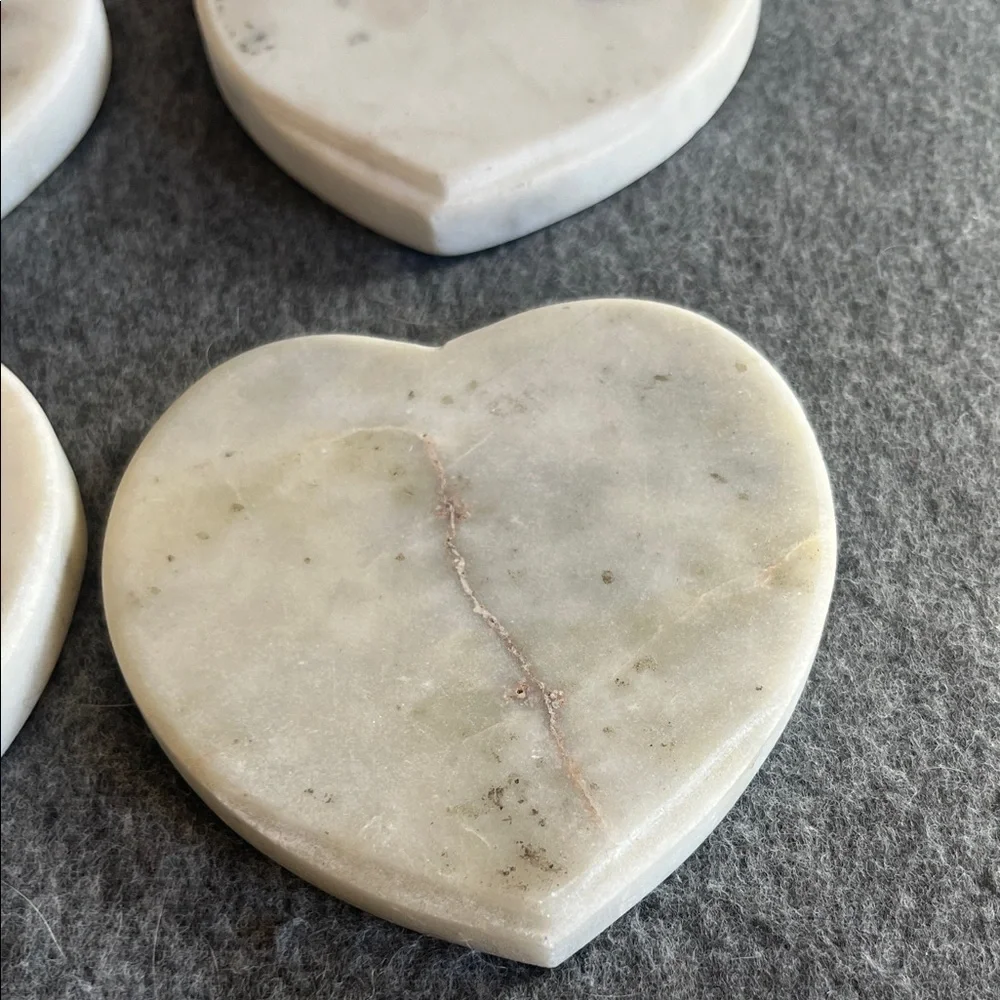 Heart-Shaped Marble Coasters Set of 4